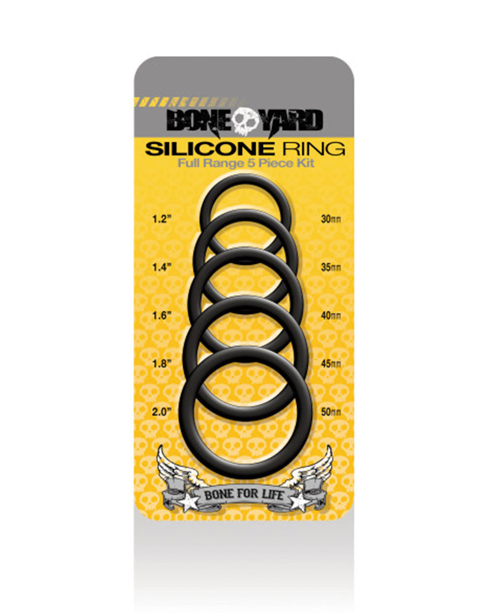 Boneyard Silicone Ring 5 Pc Kit Black